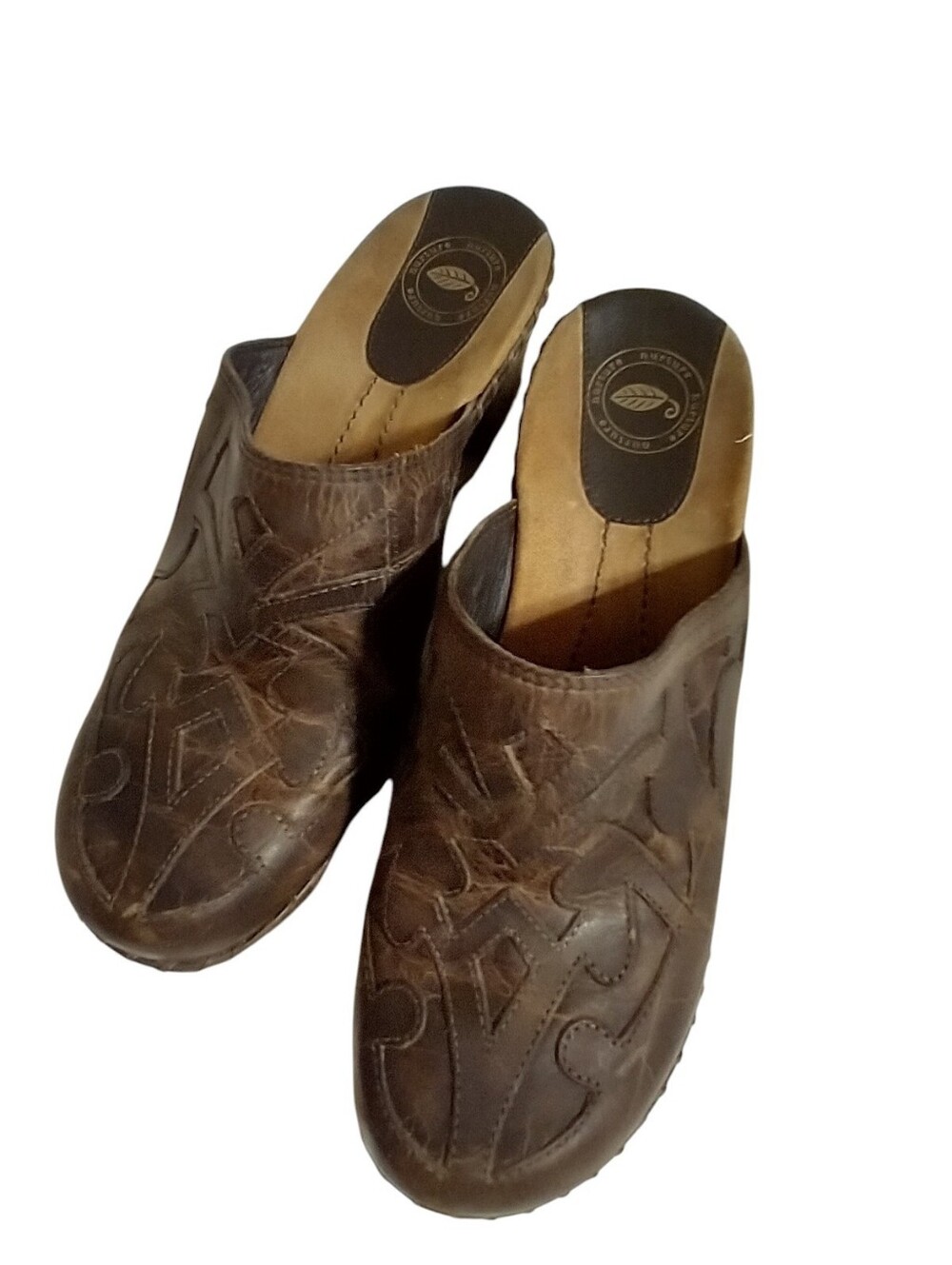 Nurture Classic Brown Leather Slip-On Clog
